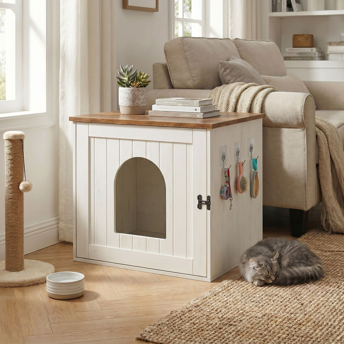 Katzentoilettenschrank - Geschlossenes Katzenklo Mit Schnellmontage - Für Das Wohnzimmer