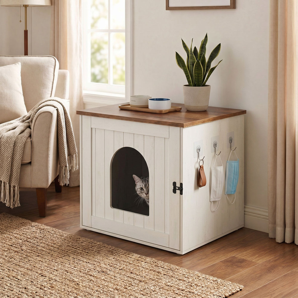 Katzentoilettenschrank - Geschlossenes Katzenklo Mit Schnellmontage - Für Das Wohnzimmer