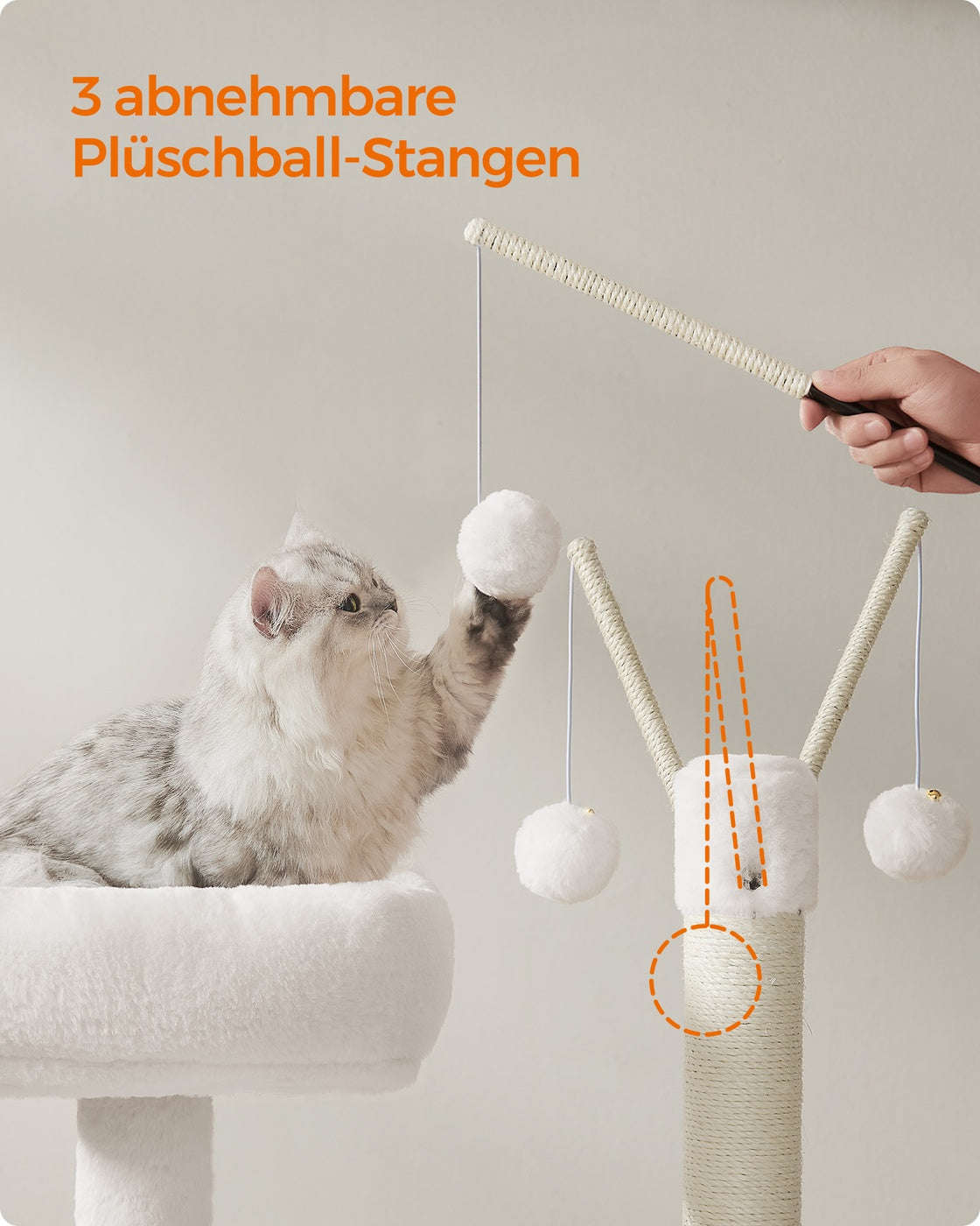 2-in-1 Kratzbaum mit Katzentoiletten-Umbau – All-in-One-Lösung – 140 cm hoch