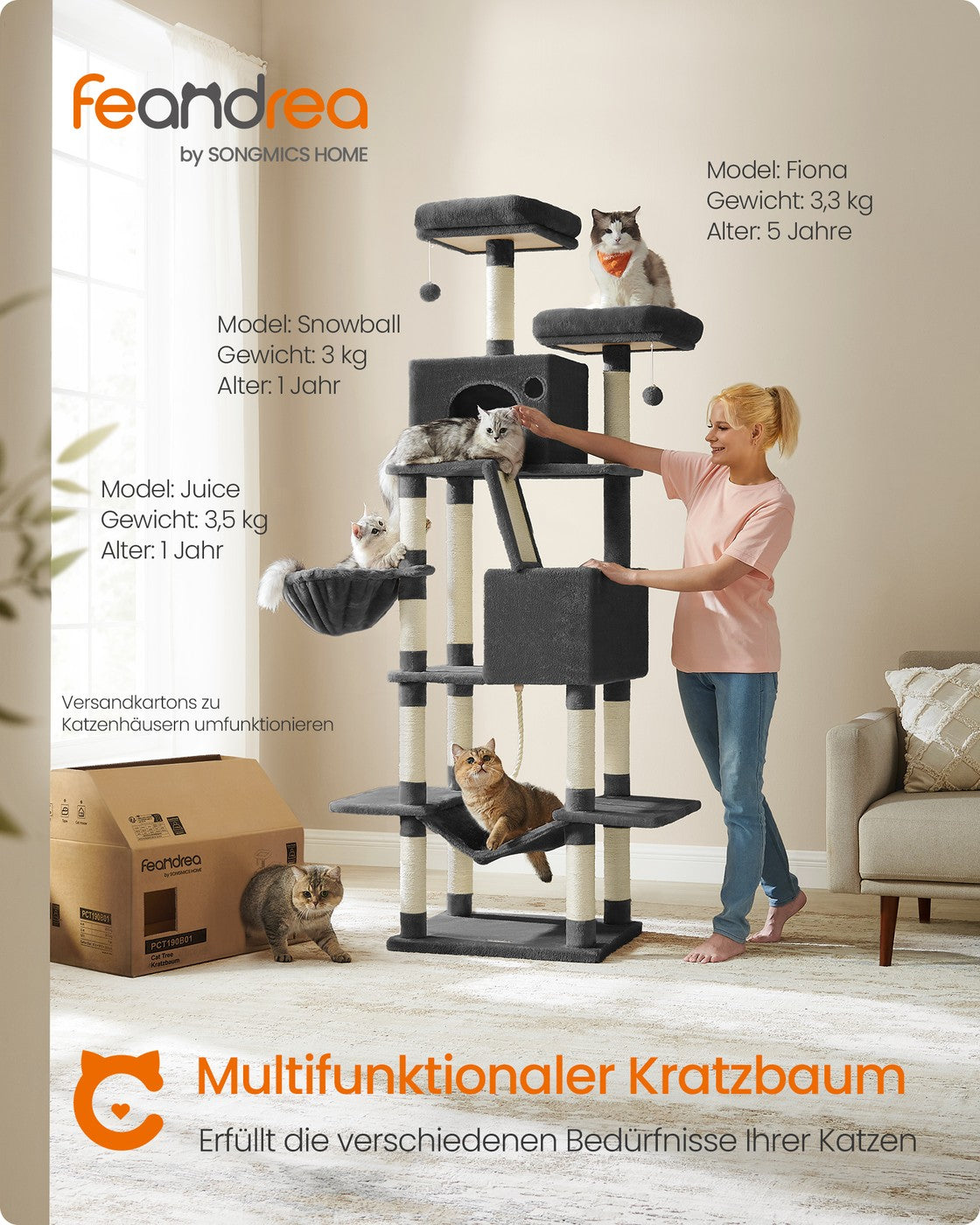 Kratzbaum 206 cm – Der ultimative Spiel- und Ruheplatz für Ihre Katze