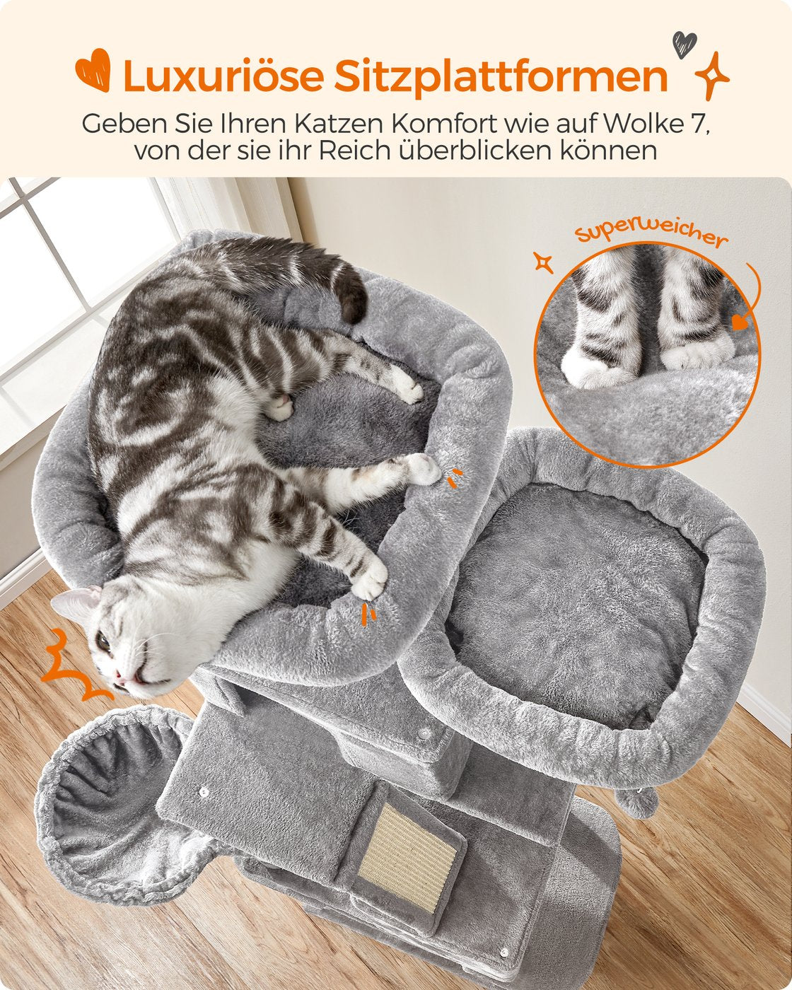 Kratzbaum 206 cm – Der ultimative Spiel- und Ruheplatz für Ihre Katze