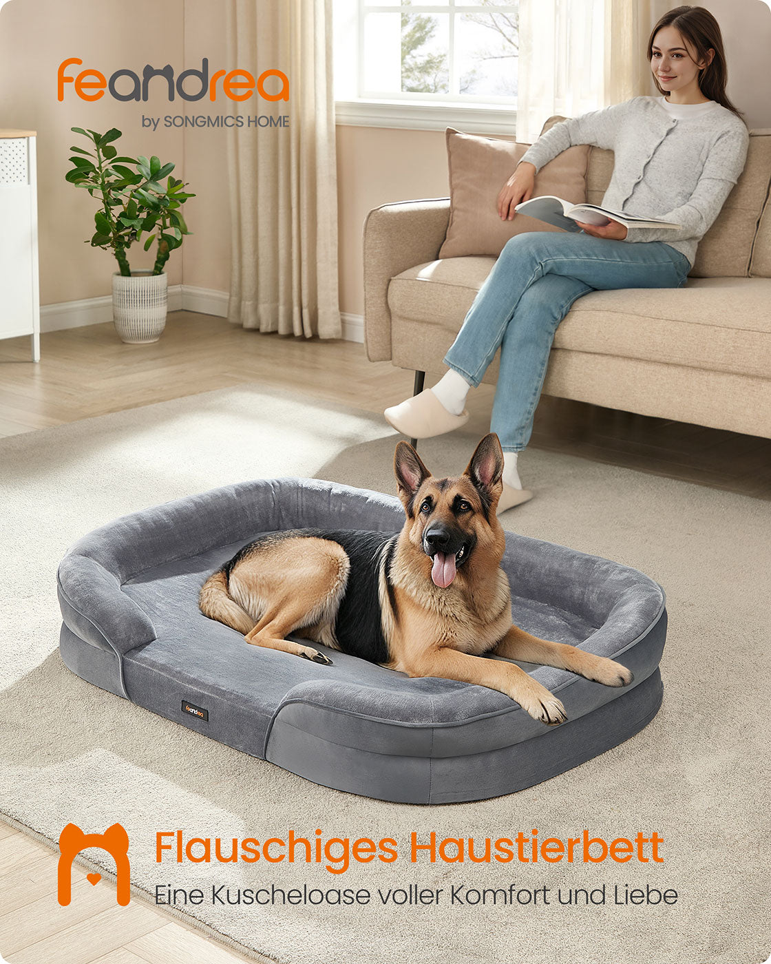 Bequemes Hundebett – Orthopädisches Kissen – Abnehmbarer Bezug – Wasserdicht – Rutschfeste Unterseite