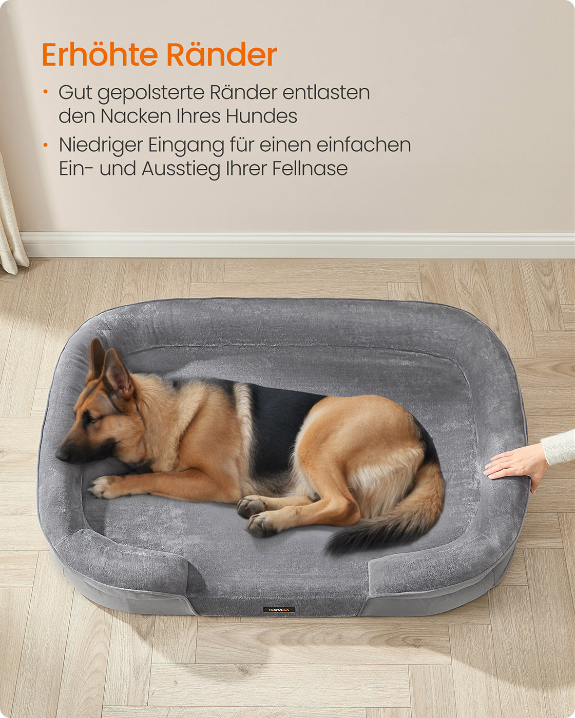Bequemes Hundebett – Orthopädisches Kissen – Abnehmbarer Bezug – Wasserdicht – Rutschfeste Unterseite