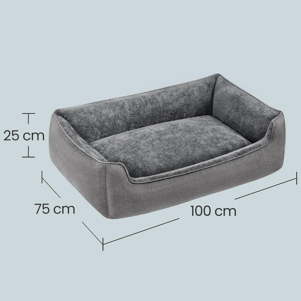 Hundekorb Mit Erhöhtem Rand - Leinenoptik Mit Abnehmbarem Bezug - Für Hund Und Katze