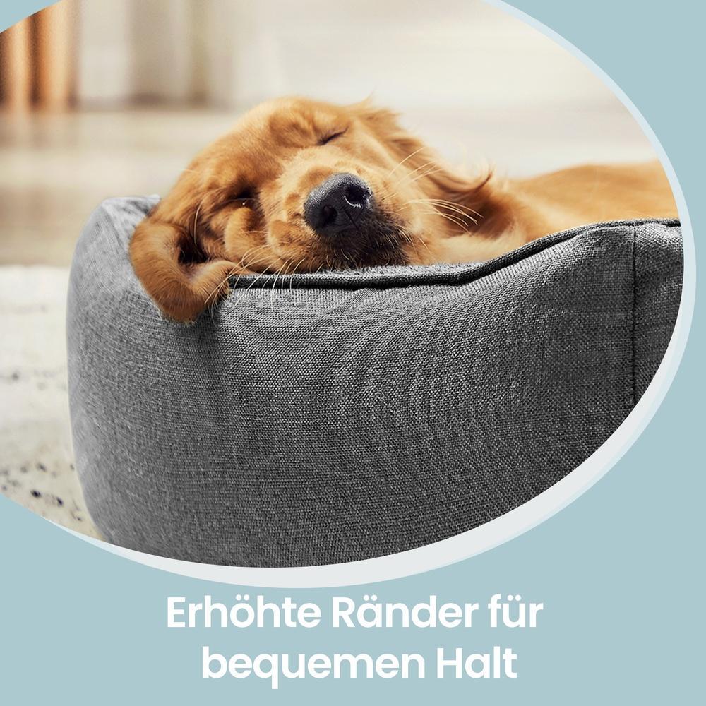 Hundekorb Mit Erhöhtem Rand - Leinenoptik Mit Abnehmbarem Bezug - Für Hund Und Katze