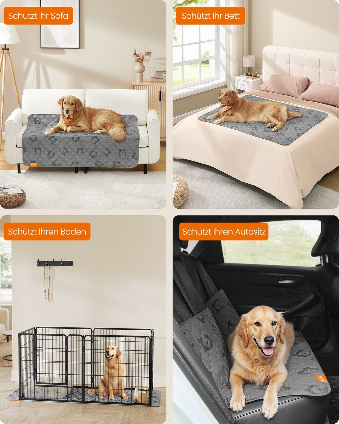 Hundedecke – Wasserdicht – Rutschfeste Unterseite – Gesteppt – 178 x 76 cm – Waschmaschinenfest – Mikrofaserstoff