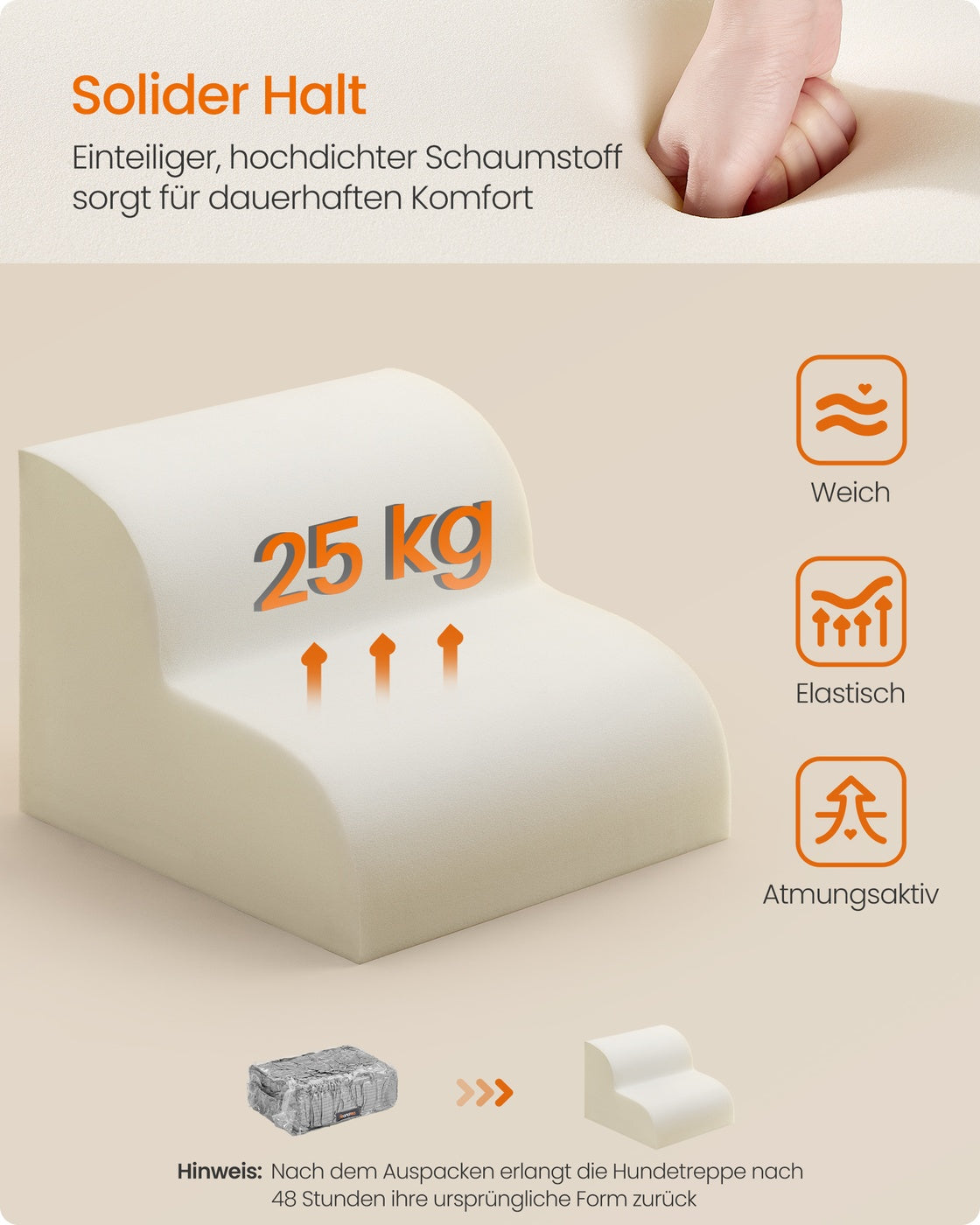 Hundetreppe - 2 Stufen - Rutschfester Bezug - Für Bett Und Sofa