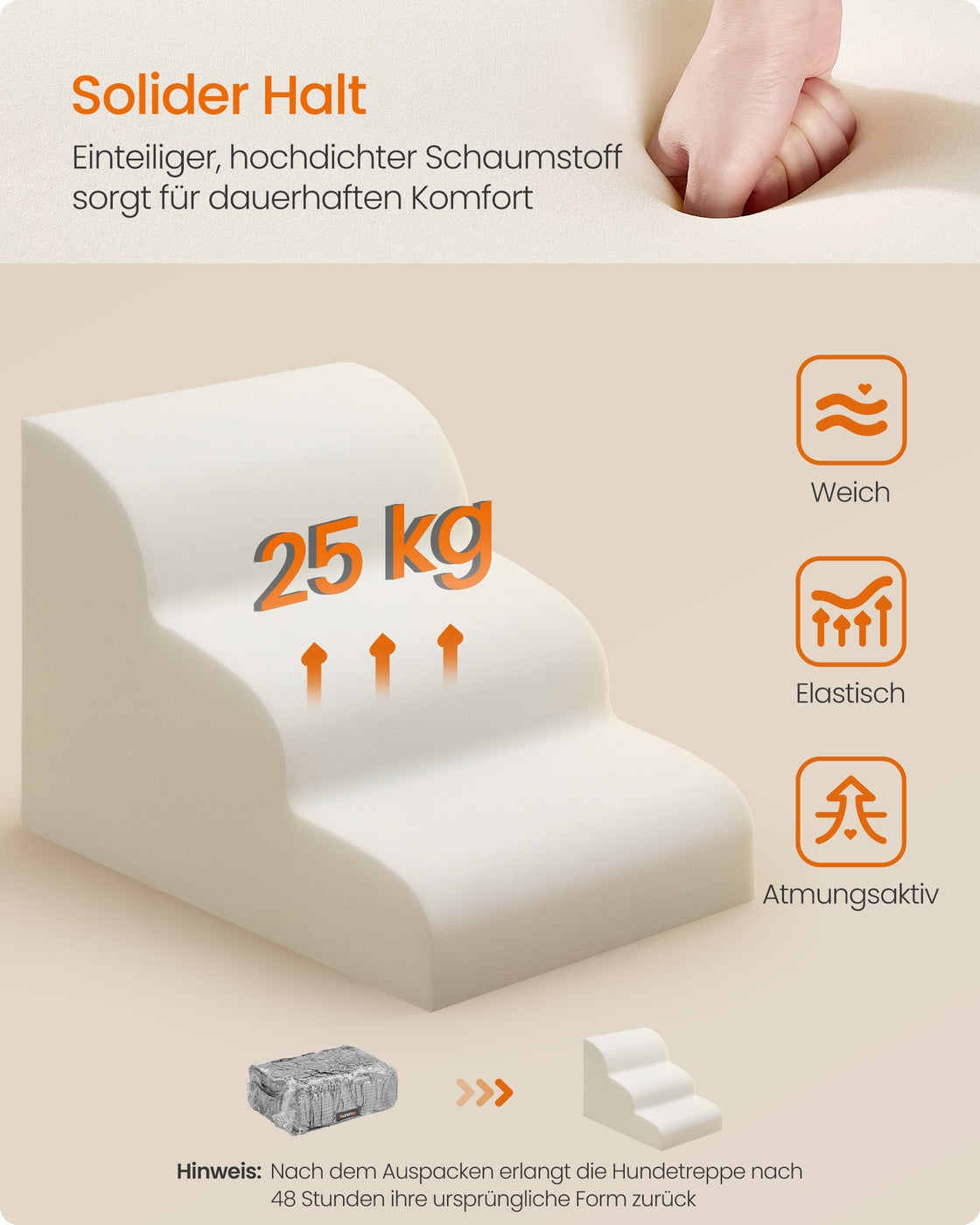 Hundetreppe - 3 Stufen - Rutschfester Bezug - Für Bett Und Sofa