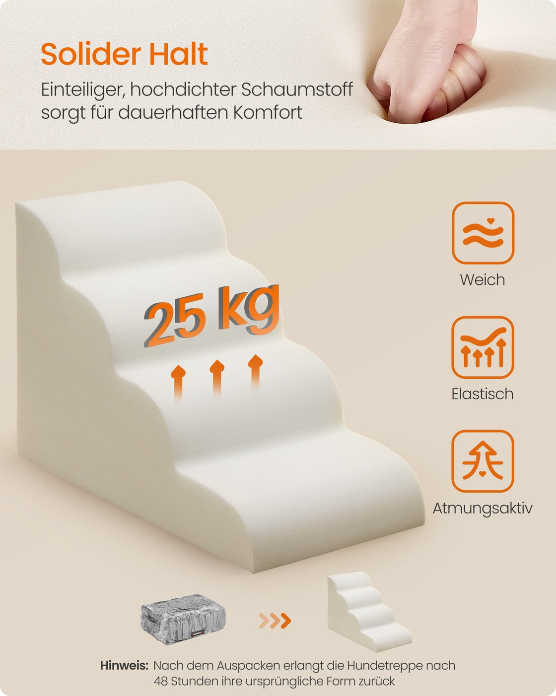 Hundetreppe - 4 Stufen - Rutschfester Bezug - Für Bett Und Sofa