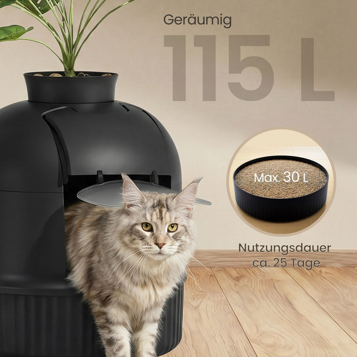 Versteckte Katzentoilette Mit Pflanzkübel - Geschlossene Katzentoilette Mit Tür - Für Wohnzimmer
