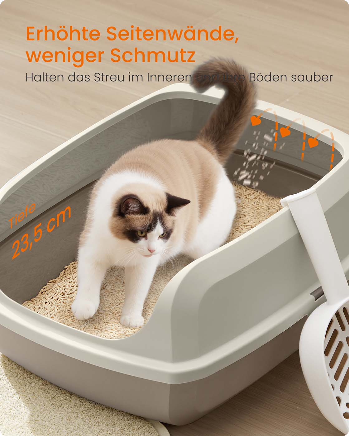 Katzentoilette – Offen – Hohe Ränder – XXL – Material PP