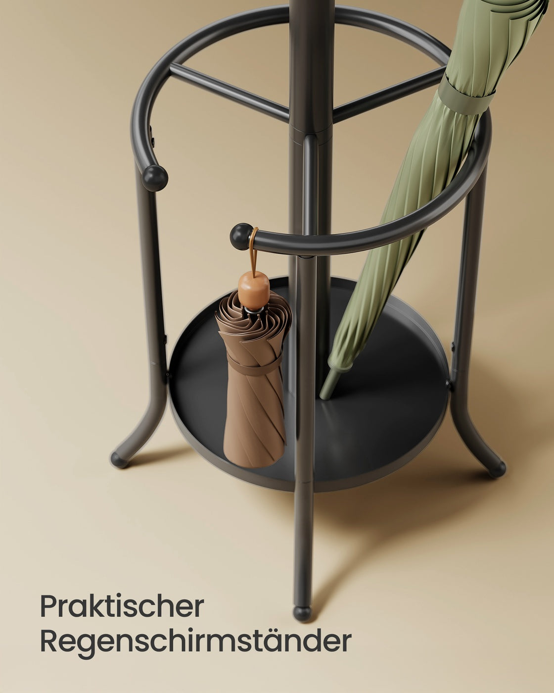 Kleiderständer – Freistehend – Regenschirmhalter – 12 Haken – Metall – 175 cm hoch – 40 x 40 cm