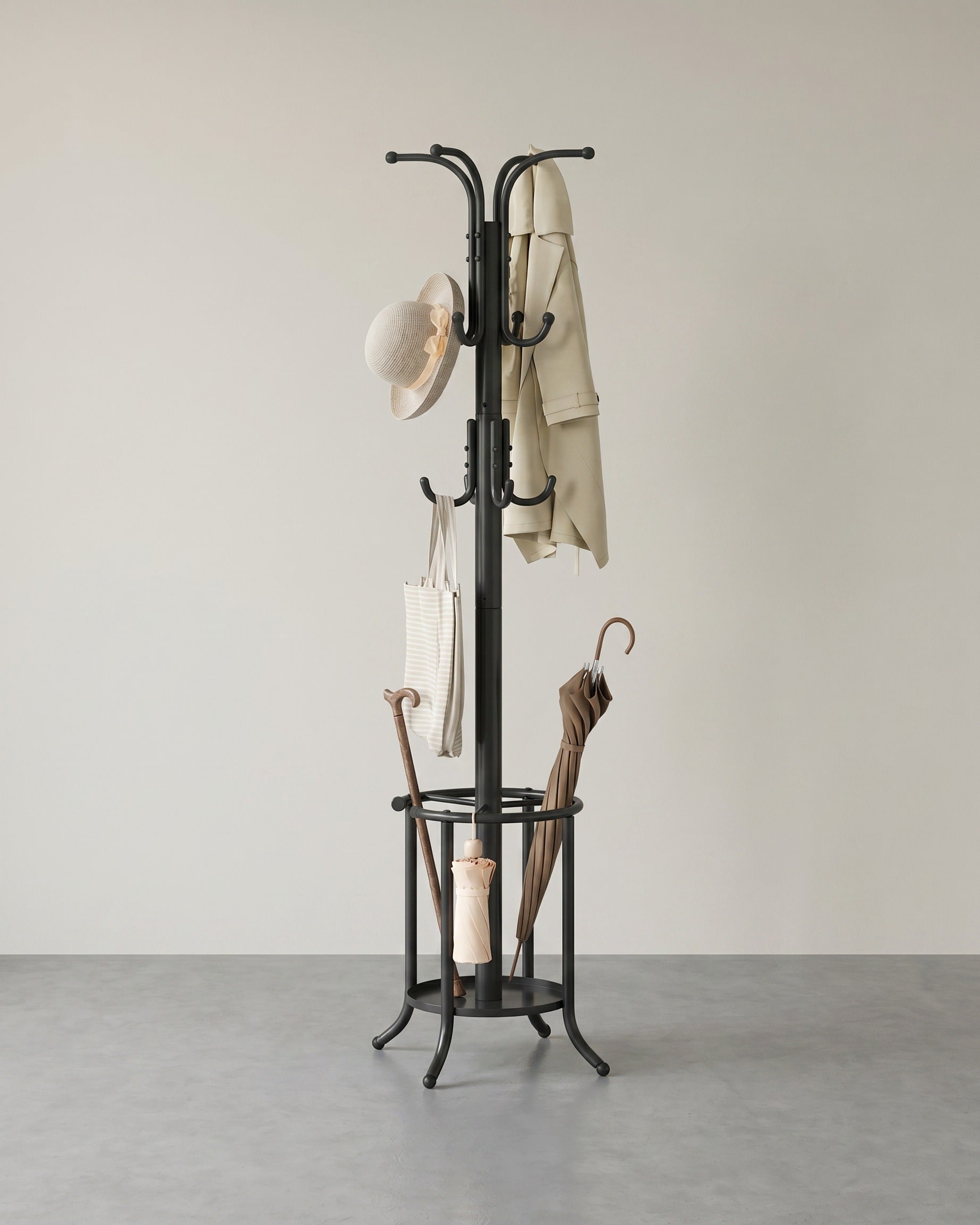 Kleiderständer – Freistehend – Regenschirmhalter – 12 Haken – Metall – 175 cm hoch – 40 x 40 cm