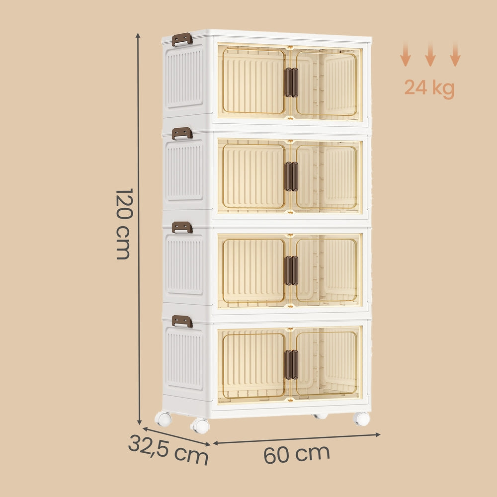 Rollwagen Mit 4 Ebenen - Stapelbare Boxen Mit Deckel - 220 L Stauraum