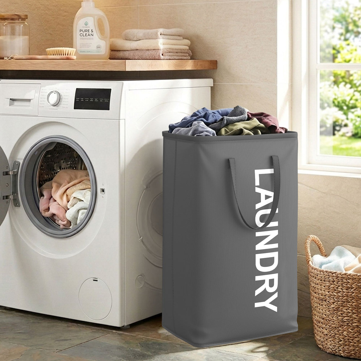 Klappbarer Wäschekorb 80 L - Mit Griffen - Für Badezimmer Und Schlafzimmer