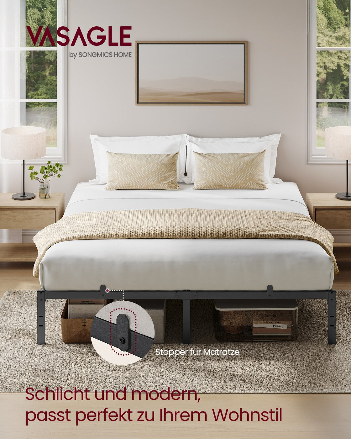 Bettgestell Metall 180x200 - Modernes Design - Für Großzügiges Schlafzimmer