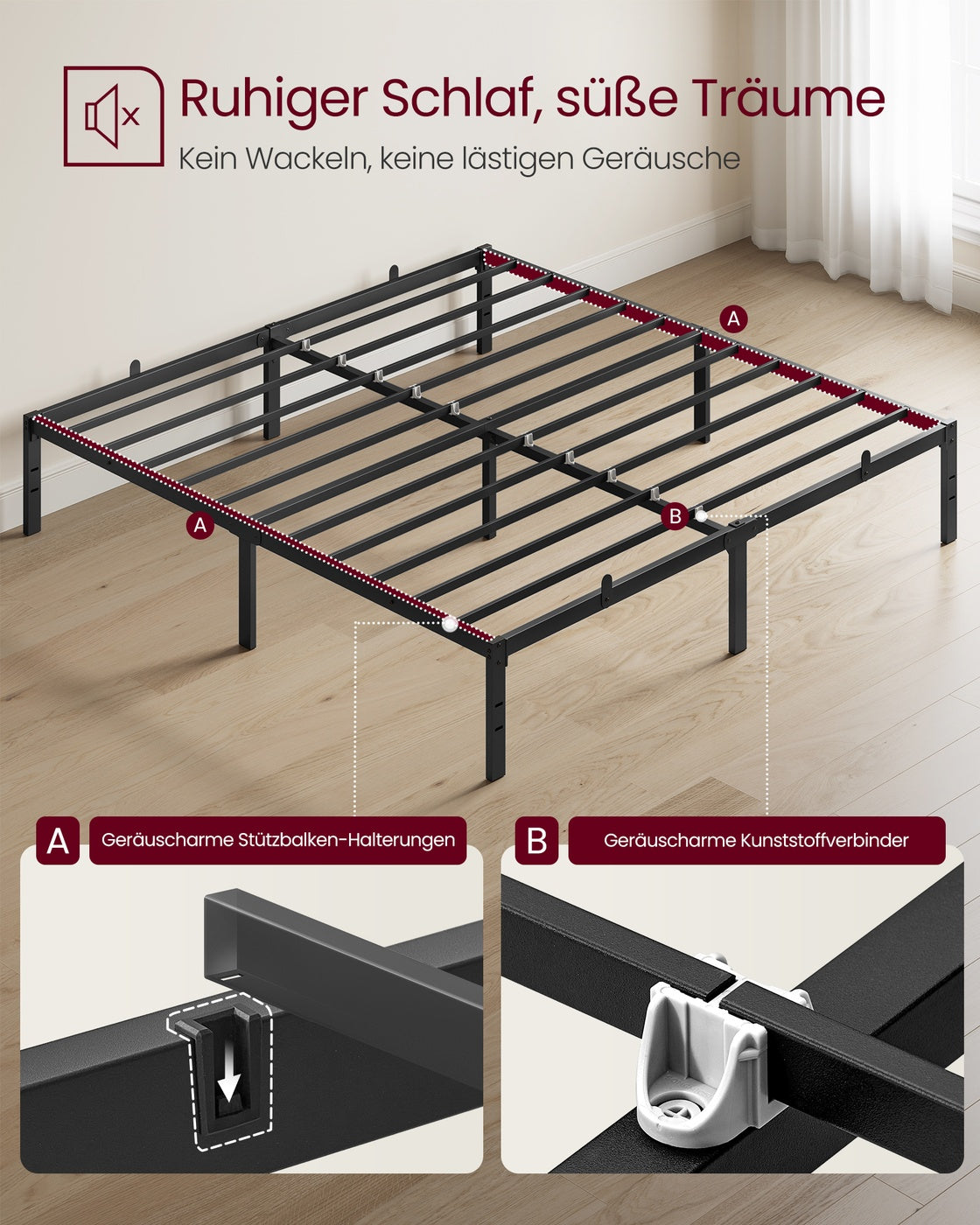 Bettgestell Metall 180x200 - Modernes Design - Für Großzügiges Schlafzimmer