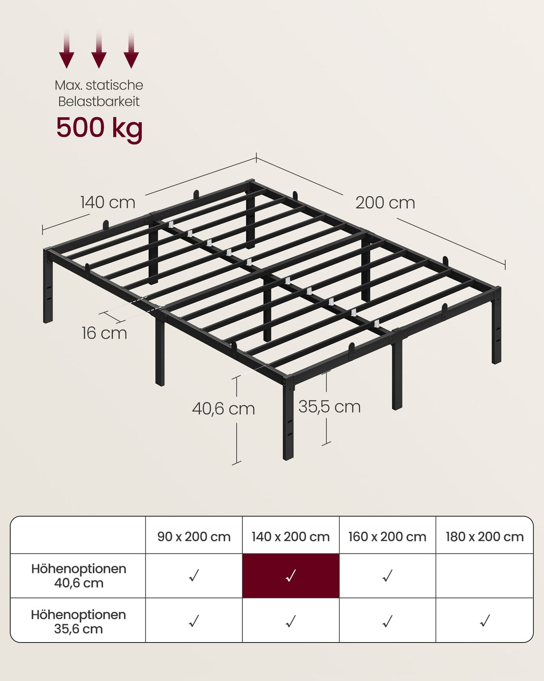Bettgestell Metall 140x200 - Mit Stauraum - Modern Für Schlafzimmer
