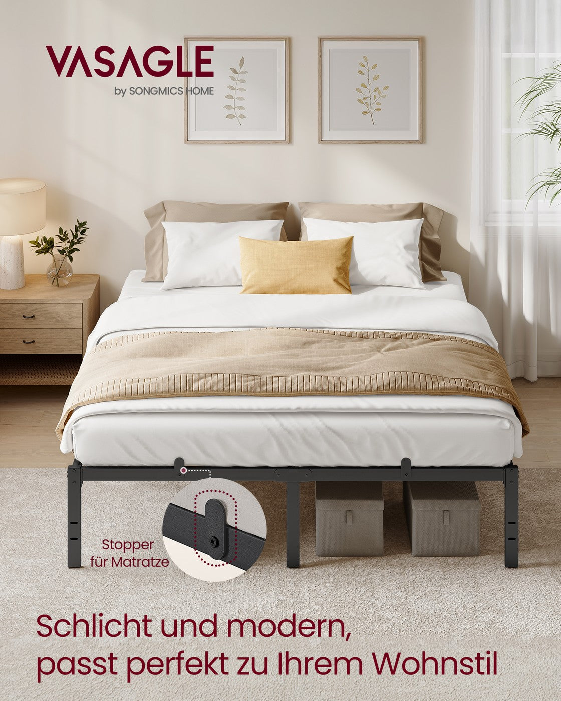 Bettgestell Metall 160x200 - Mit Stauraum - Modern Für Schlafzimmer