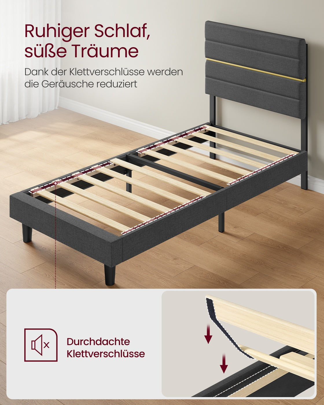 Bettgestell - 2-Personen - Gepolstertes Kopfteil - Für Matratze 140 x 190 cm