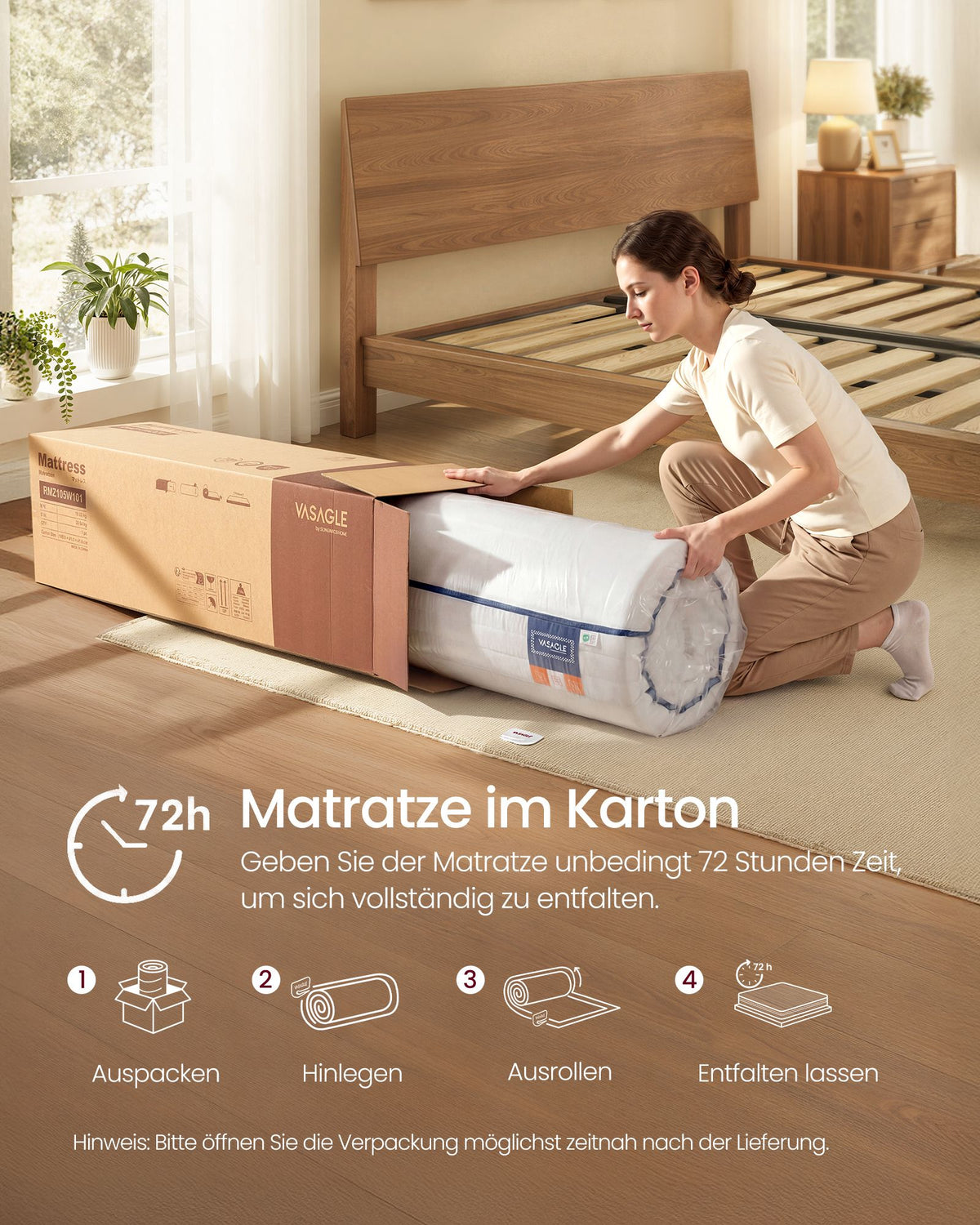 Matratze Gel-Memoryschaum 12 cm - 7-Zonen-Unterstützung - Mit Abnehmbarem Waschbarem Bezug