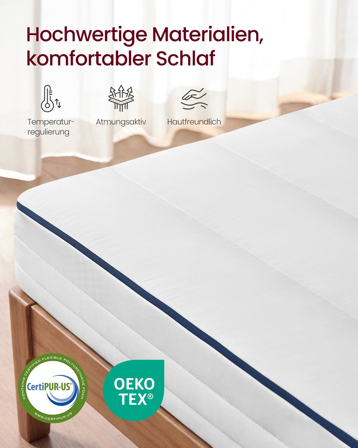 Wendbare Hybridmatratze - Kühlende Gelseite Und 7-Zonen-Seite - Mit Abnehmbarem, Waschbarem Bezug