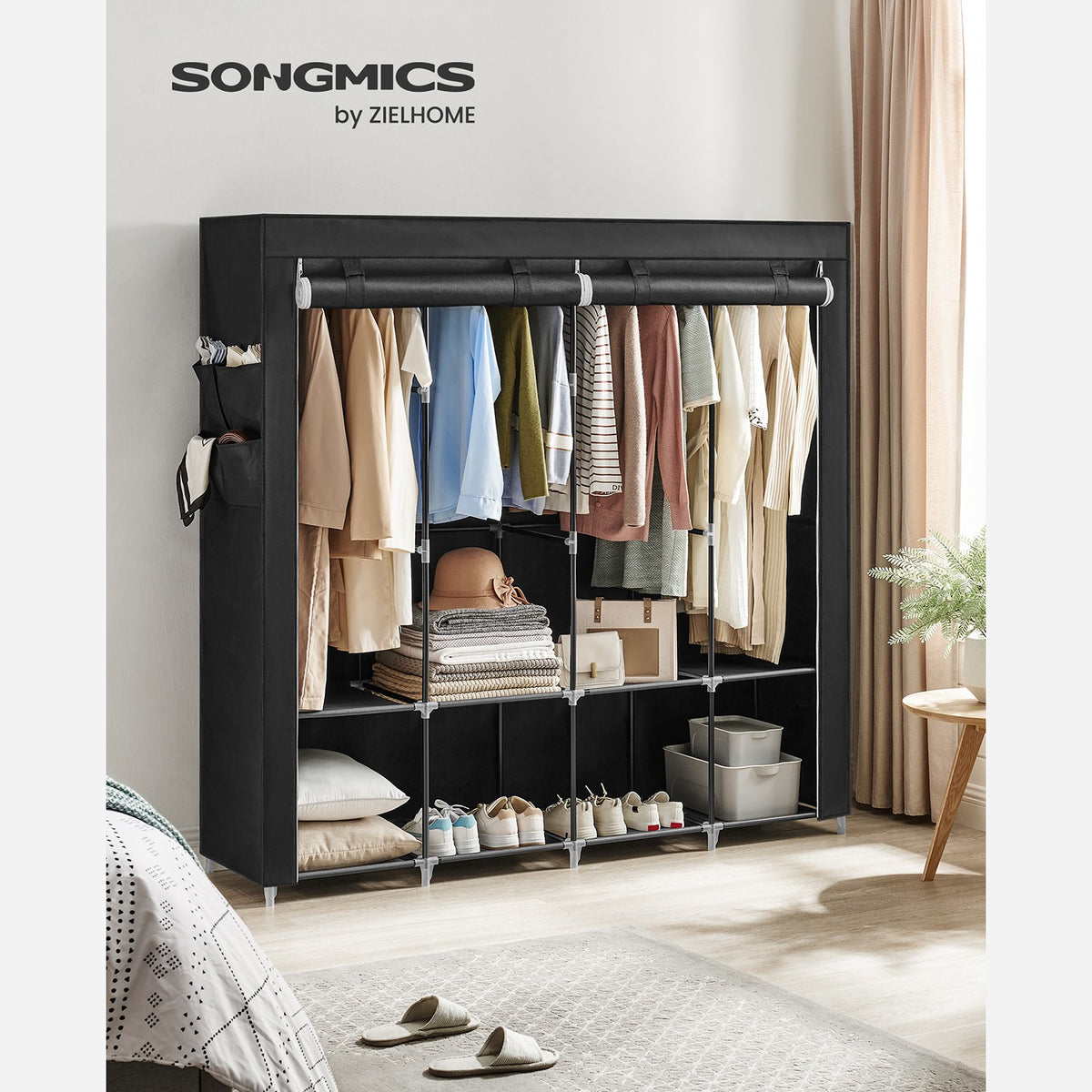 Stoffgarderobe mit Hängefächern und Regalen – Geräumige und praktische Aufbewahrungslösung