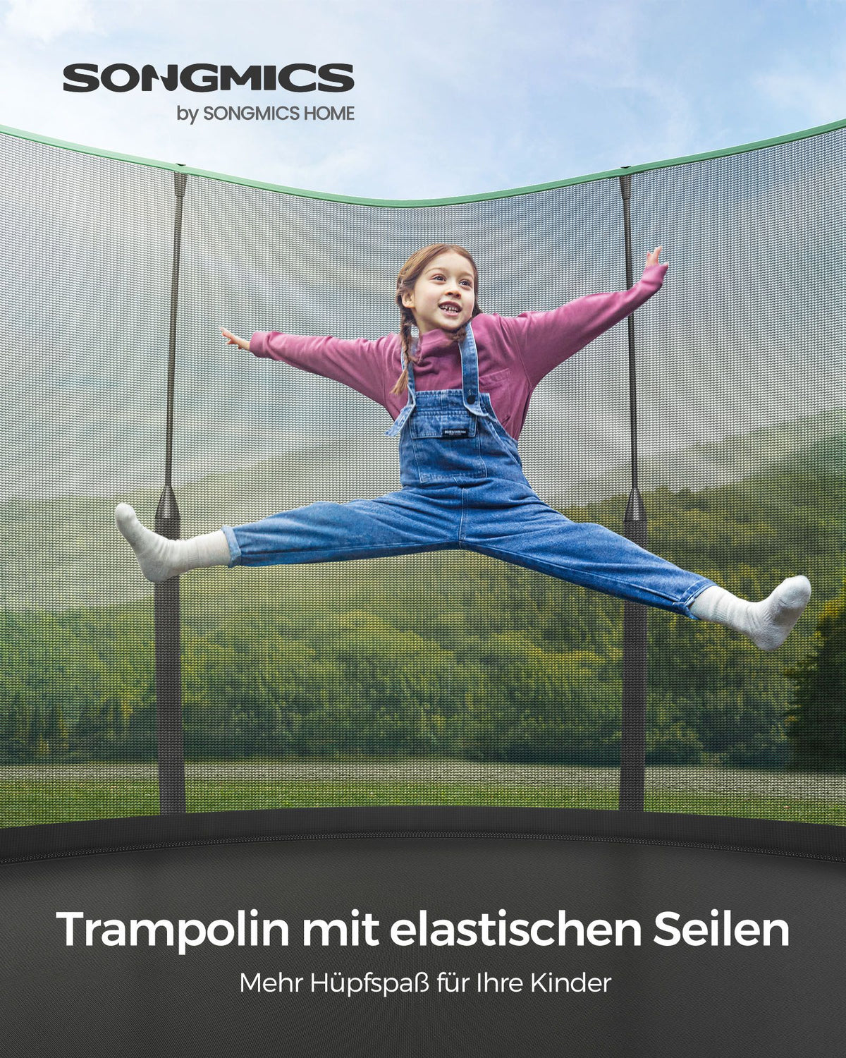 Rundes Gartentrampolin ohne Federn – Sicher, leise und elastisch – Erhältlich in 244 cm, 305 cm und 366 cm