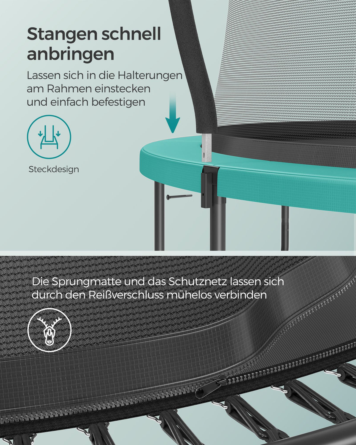 Rundes Gartentrampolin ohne Federn – Sicher, leise und elastisch – Erhältlich in 244 cm, 305 cm und 366 cm