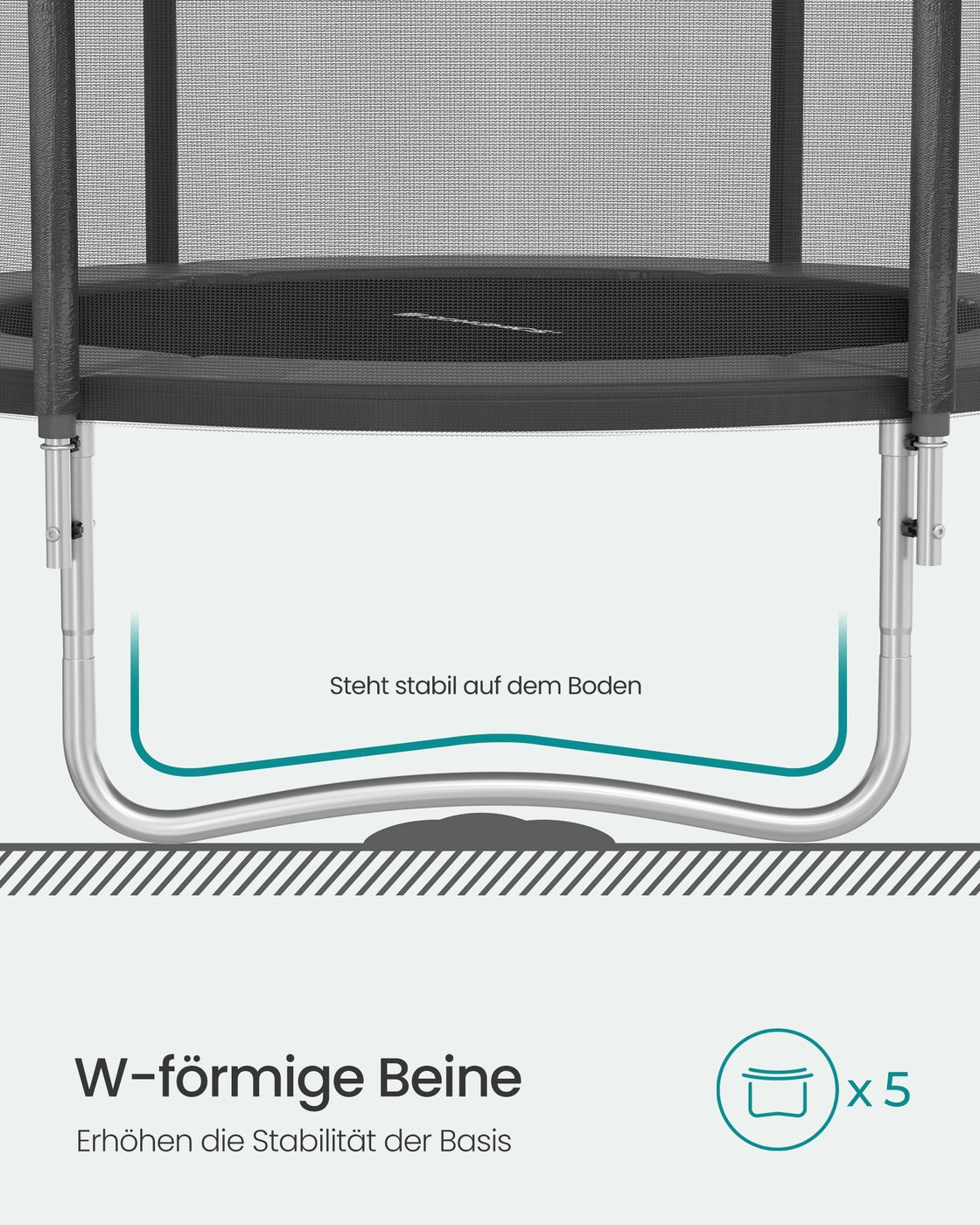 XXL Trampolin Mit Sicherheitsnetz - Gerade Stangen - Belastbar Bis 150 kg