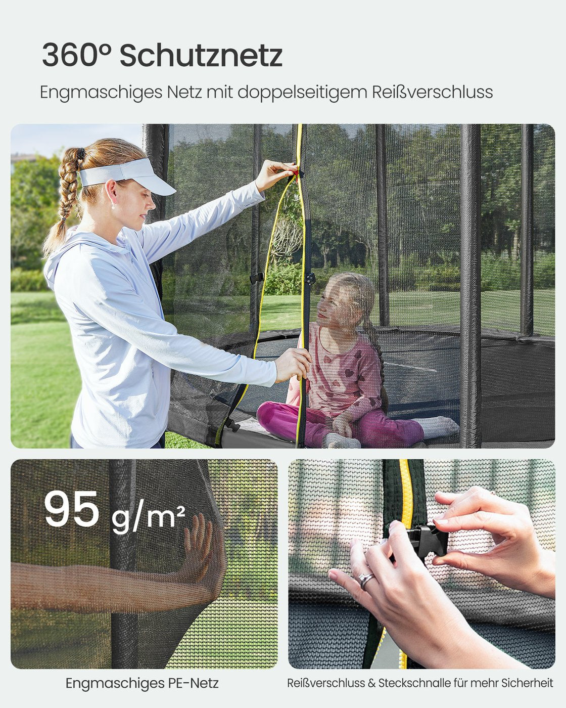 XXL Trampolin Mit Sicherheitsnetz - Gerade Stangen - Belastbar Bis 150 kg