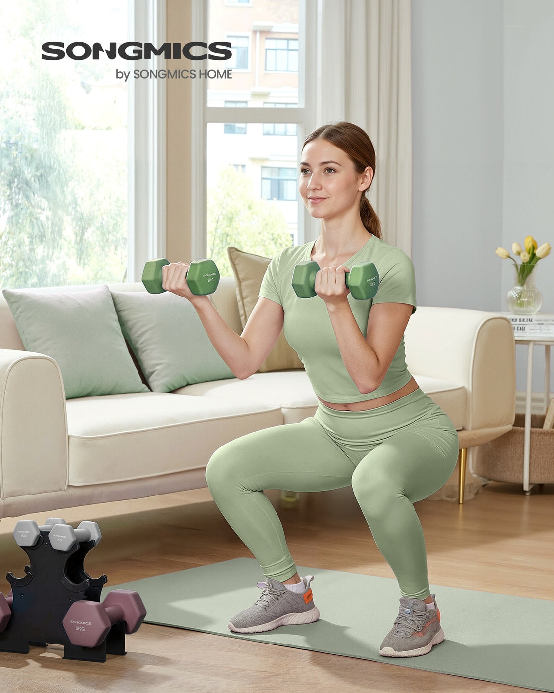 Kurzhantelset Mit Ständer - Hexagon-Hanteln Mit Neopren-Beschichtung - Für Krafttraining