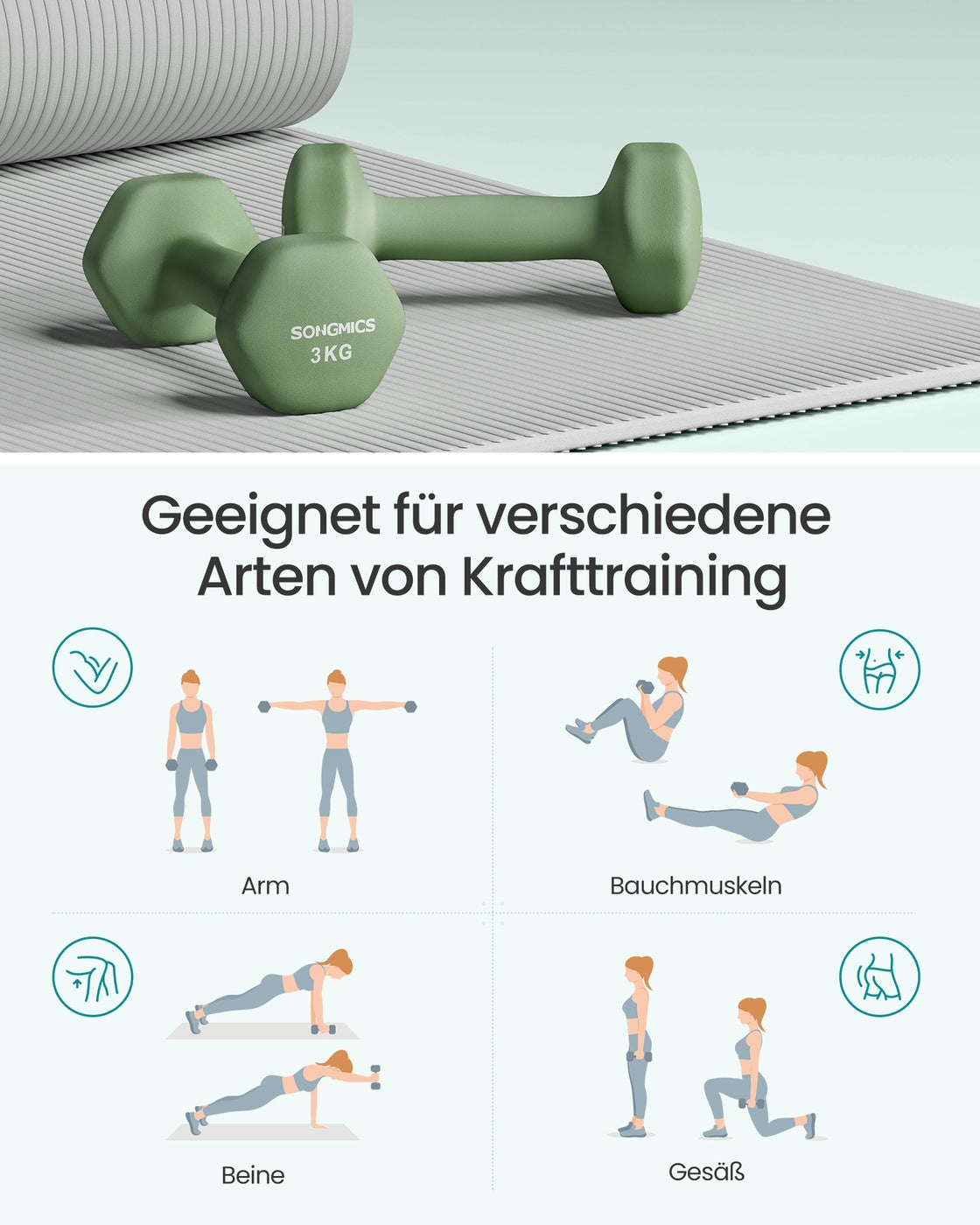 Kurzhantelset Mit Ständer - Hexagon-Hanteln Mit Neopren-Beschichtung - Für Krafttraining