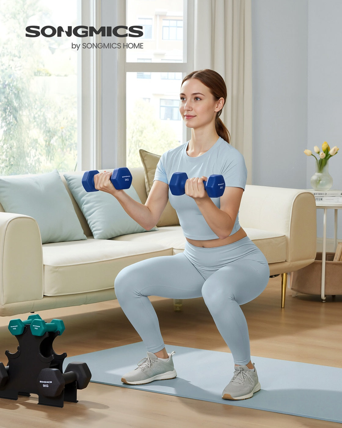 Kurzhantelset Mit Ständer - Hexagon-Hanteln Mit Neopren-Beschichtung - Für Krafttraining