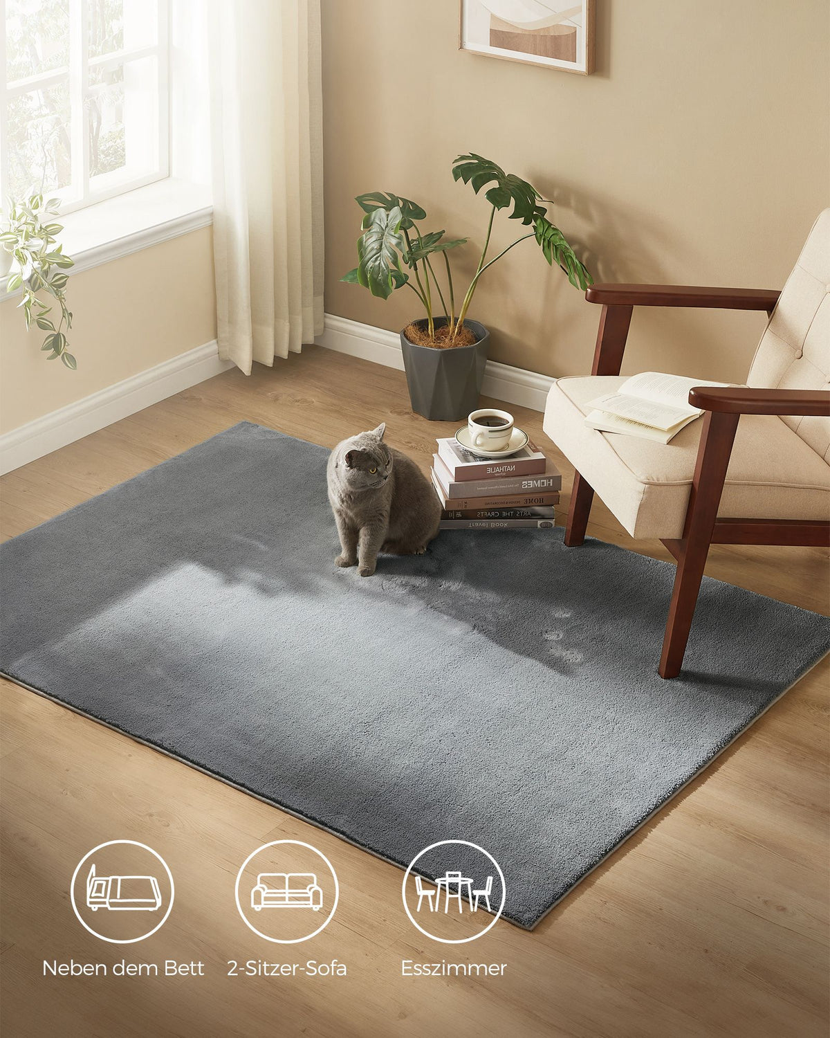 Teppich Rutschfest 170x120 - Für Wohnzimmer, Schlafzimmer Oder Flur