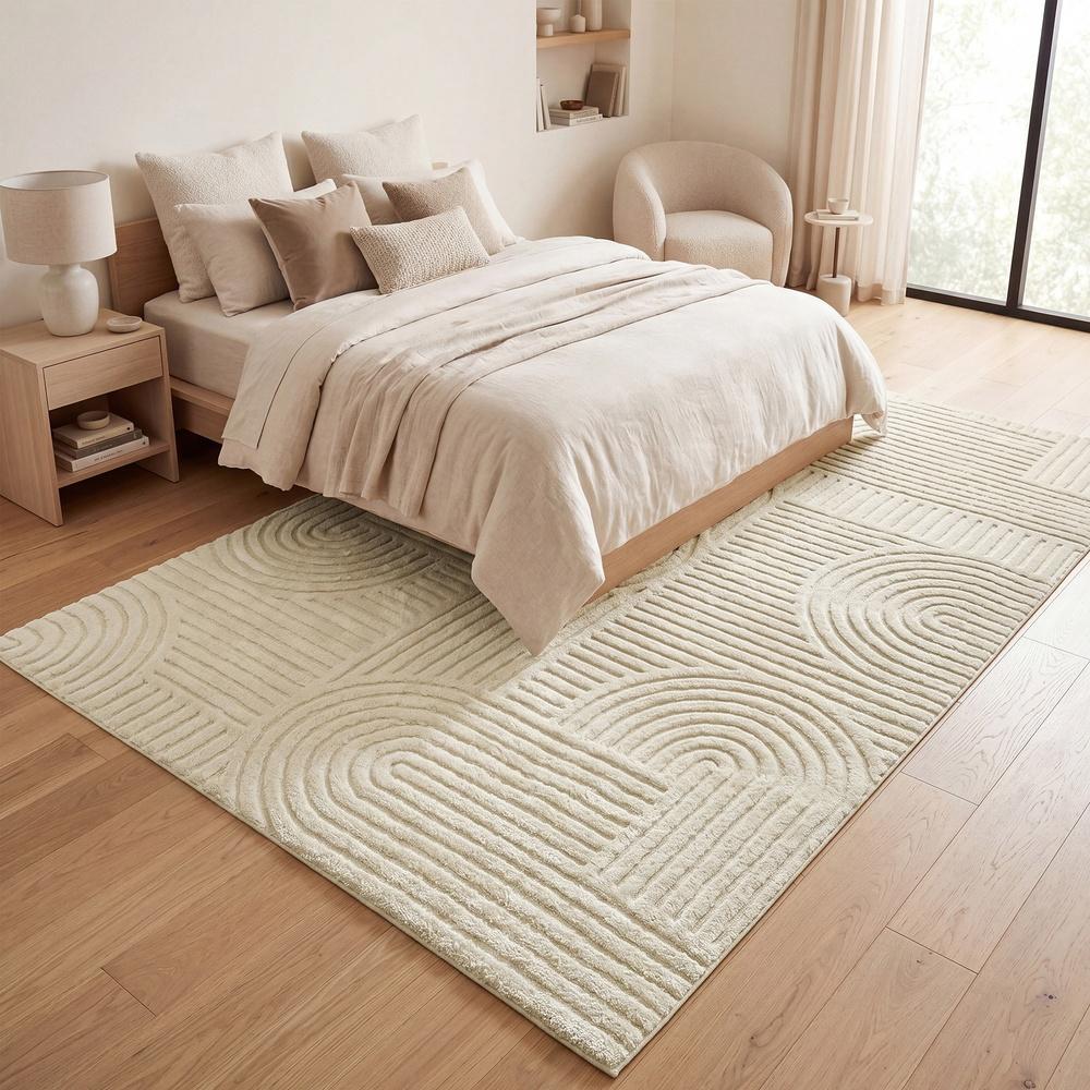 Waschbarer Teppich Mit Geometrischem 3D-Muster - Rutschfeste Unterseite - Für Wohnzimmer Und Schlafzimmer