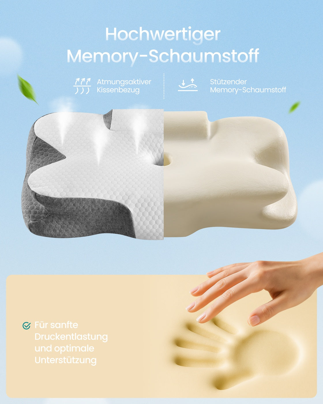 Ergonomisches Nackenkissen - Memory-Schaum Höhenverstellbar - Für Nacken Und Schultern