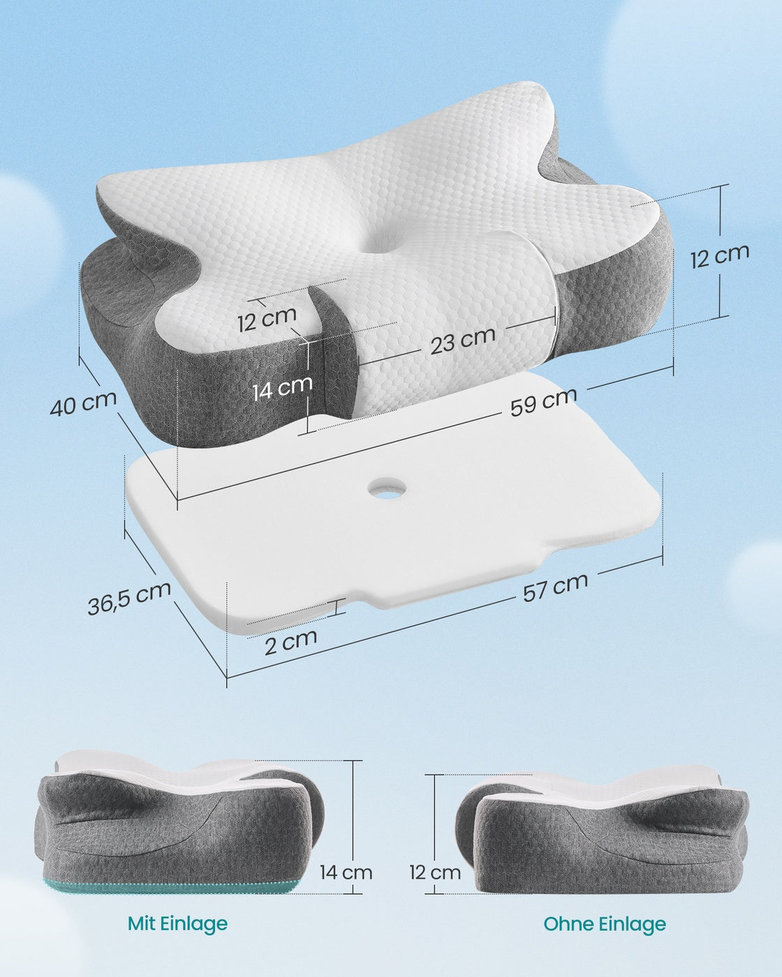 Ergonomisches Nackenkissen - Memory-Schaum Höhenverstellbar - Für Nacken Und Schultern