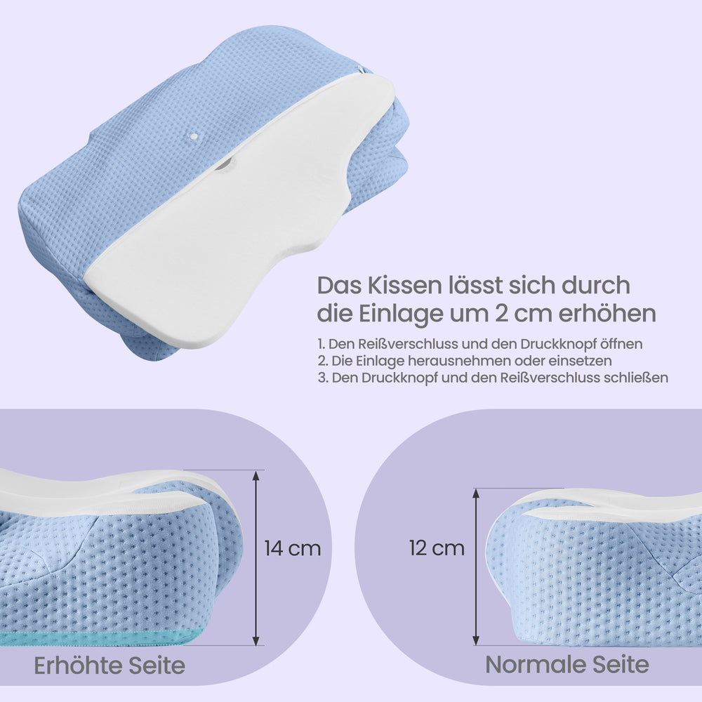 Ergonomisches Kopfkissen - Kühlender Memory-Schaum Höhenverstellbar - Für Nacken Und Schultern