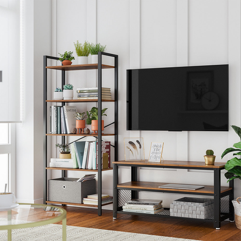 Bücherregal 5 Ebenen – Industrielles Aufbewahrungsregal – Offenes Wandregal 66 x 30 x 153 cm – ALINRU Kollektion