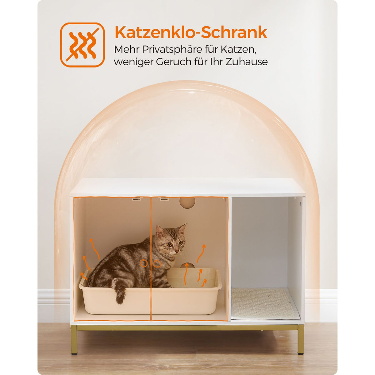 Moderner Katzentoilettenschrank – Stilvoller Möbelschrank – Versteckte Katzentoilette mit Kratzmatte