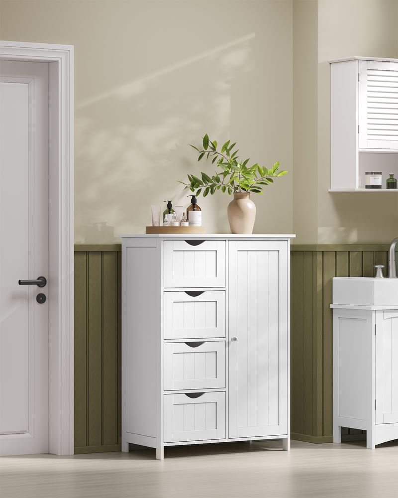 Badkamerkast - Ladekast - Opbergkast met Deur en Lades - 55 x 30 x 82 cm - De Vries Meubels