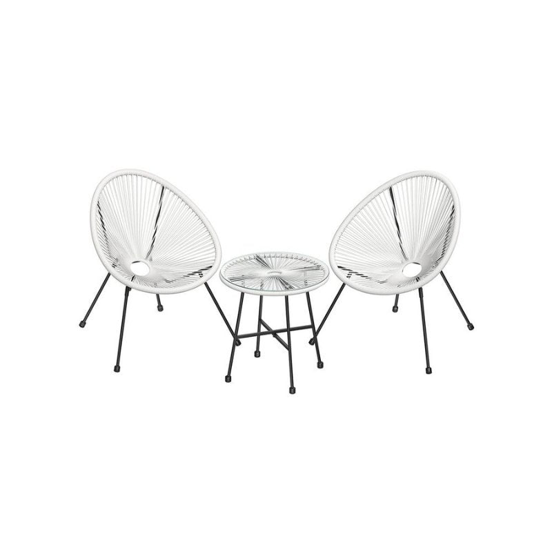 Balkonset - Tuinmeubelset van 3 - Terrasstoelen - Glazen tafelblad - 2 Stoelen - De Vries Meubels