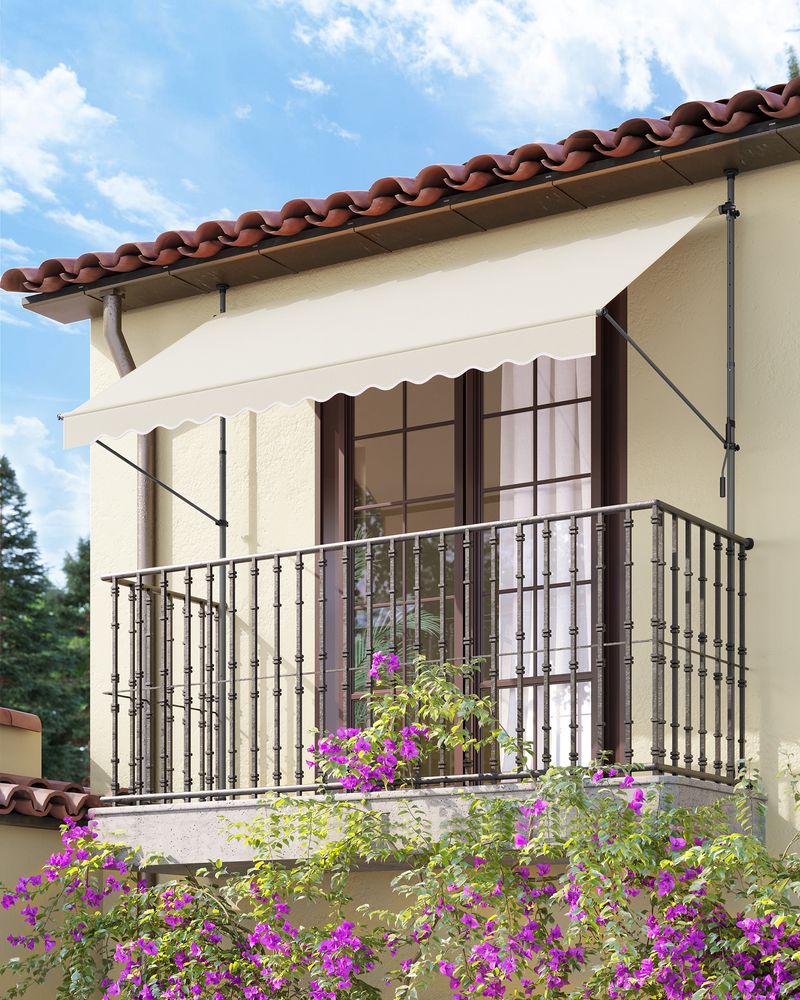 Balkonzonwering 300 x 130 cm - In Hoogte Verstelbaar Klemluifel - Montage - vrij - De Vries Meubels