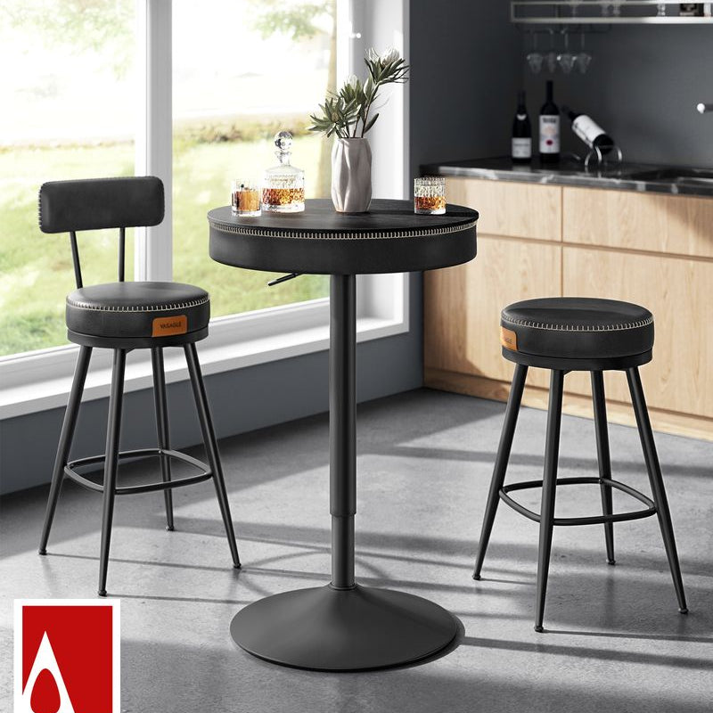 Bartafel met Opbergruimte - Hoogte Verstelbaar (83 - 105 cm) - Ronde Design Tafel - De Vries Meubels