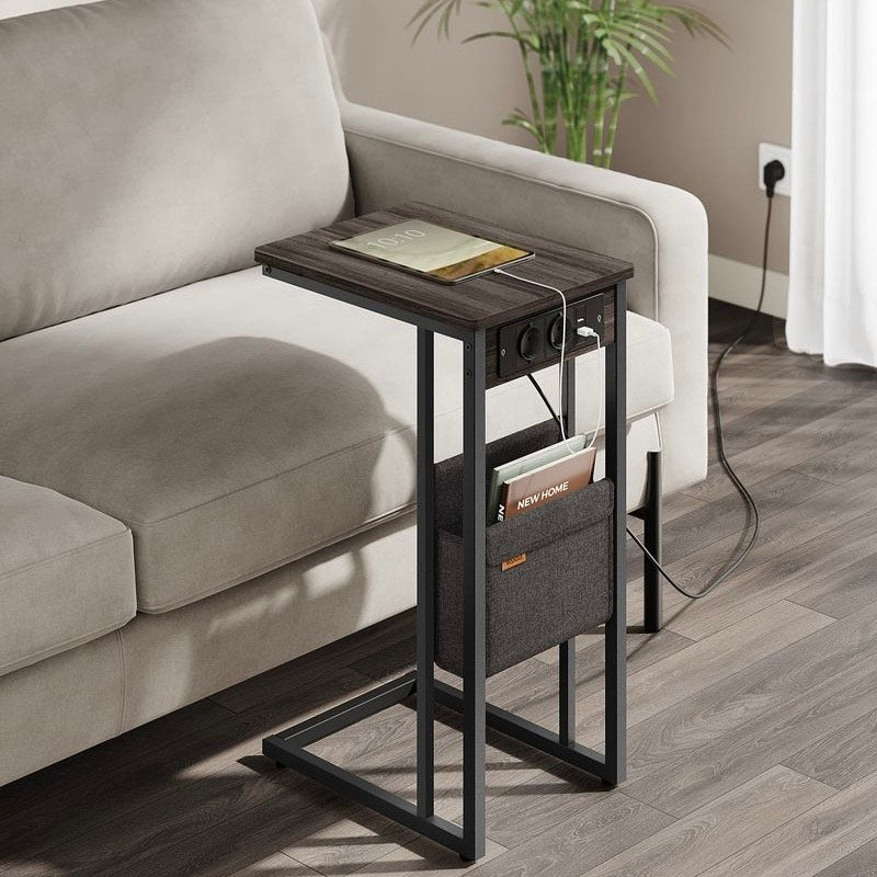 Bijzettafel met Stopcontact - Laptoptafel - C - Vorm - De Vries Meubels