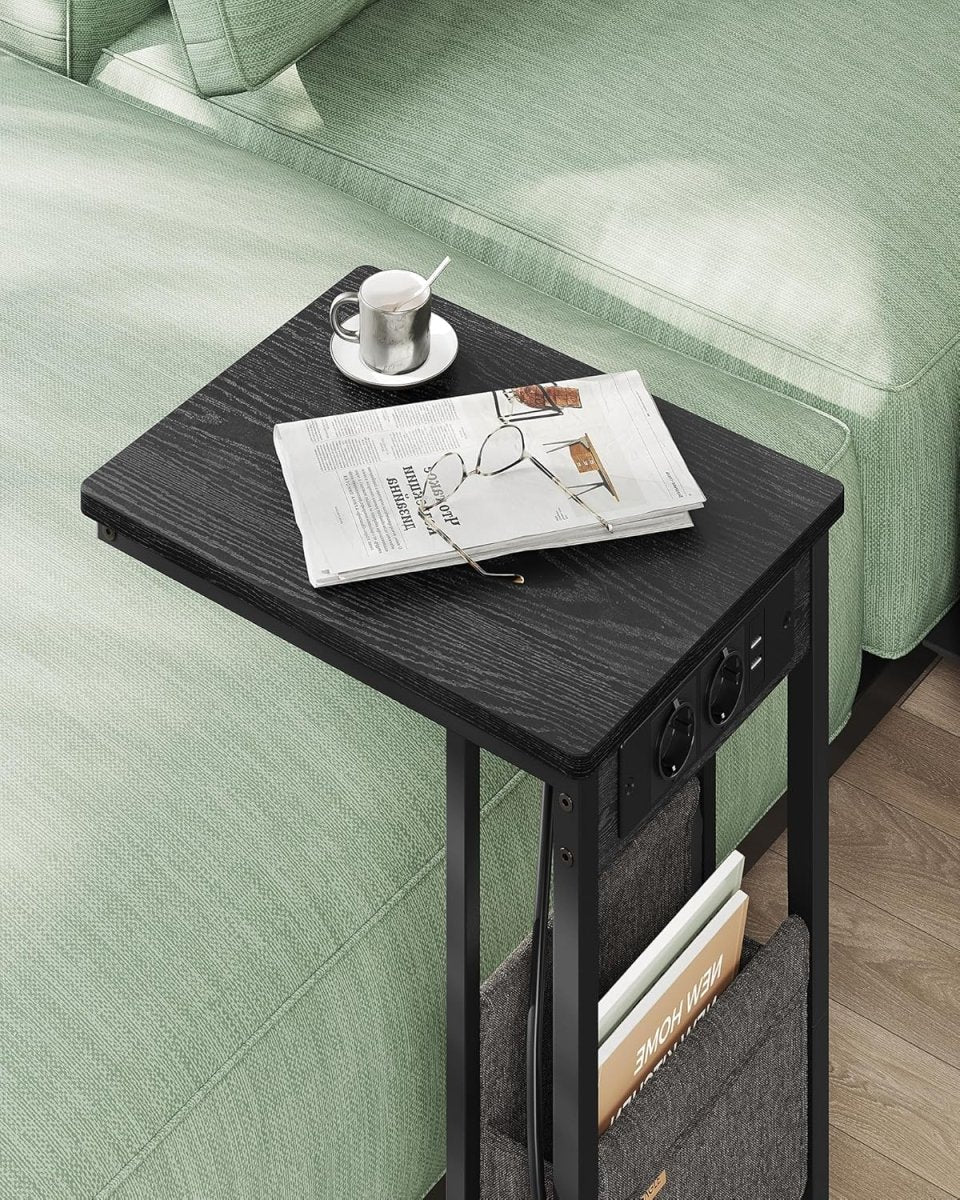 Bijzettafel met Stopcontact - Laptoptafel - C - Vorm - De Vries Meubels