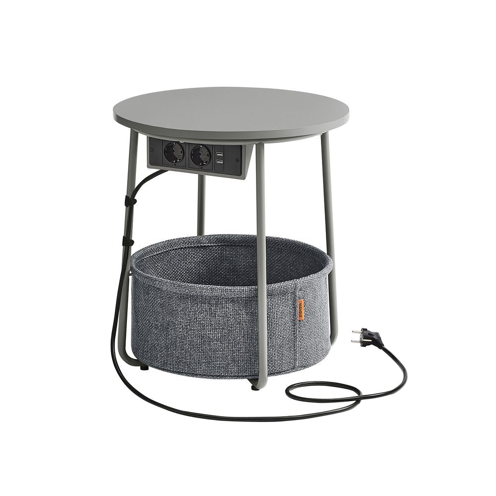 Bijzettafel met Stopcontact & USB - aansluiting - met Mandje - Modern tafeltje - De Vries Meubels