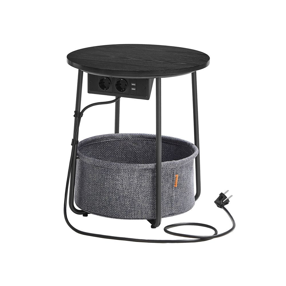 Bijzettafel met Stopcontact & USB - aansluiting - met Mandje - Modern tafeltje - De Vries Meubels