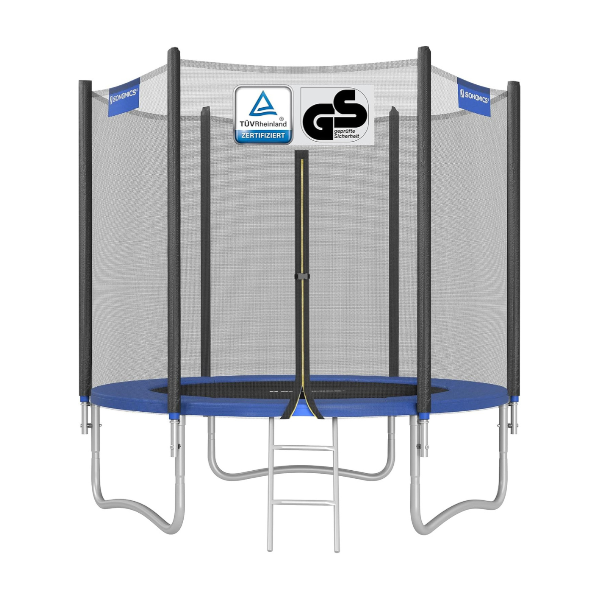 Gartentrampolin – 244 cm – Mit Sicherheitsnetz, Leiter und Randabdeckung – TÜV Rheinland-zertifiziert